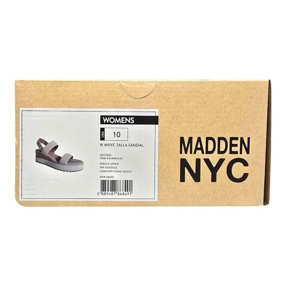 Madden NYC Wedge Strappy Pull-On Sandals Women’s Size 10 Talla Natural White - Picture 10 of 11